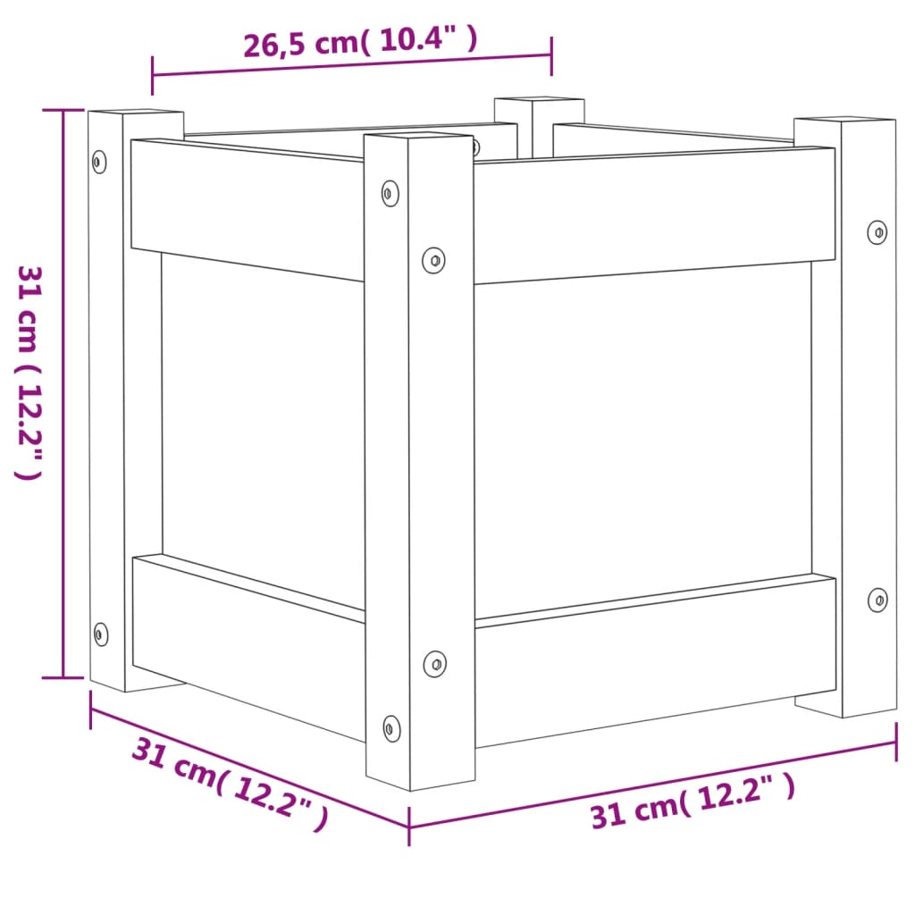 vidaXL Plantenbak 31x31x31 cm massief grenenhout