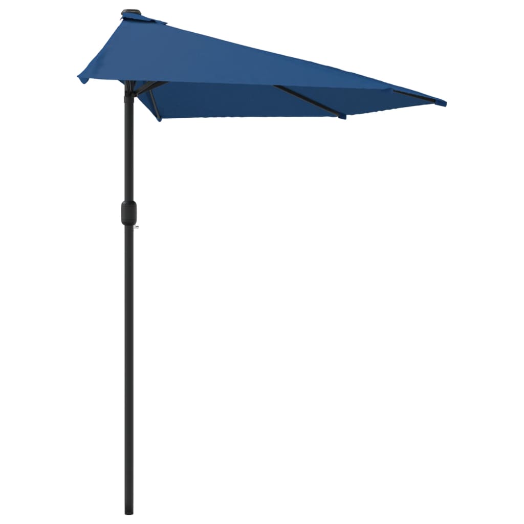 vidaXL Balkonparasol half met aluminium paal 300x155x223 cm blauw