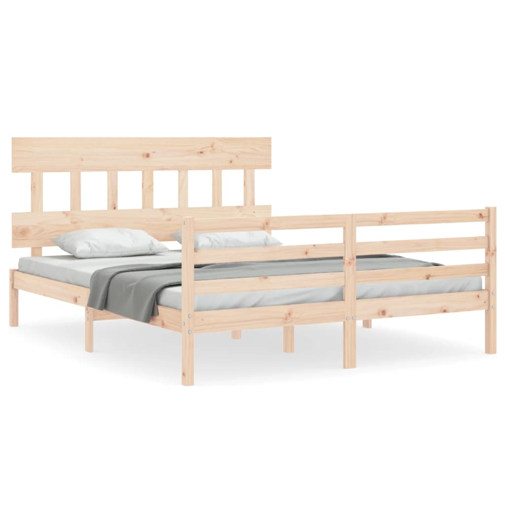 vidaXL Bedframe met hoofdbord massief hout 160x200 cm