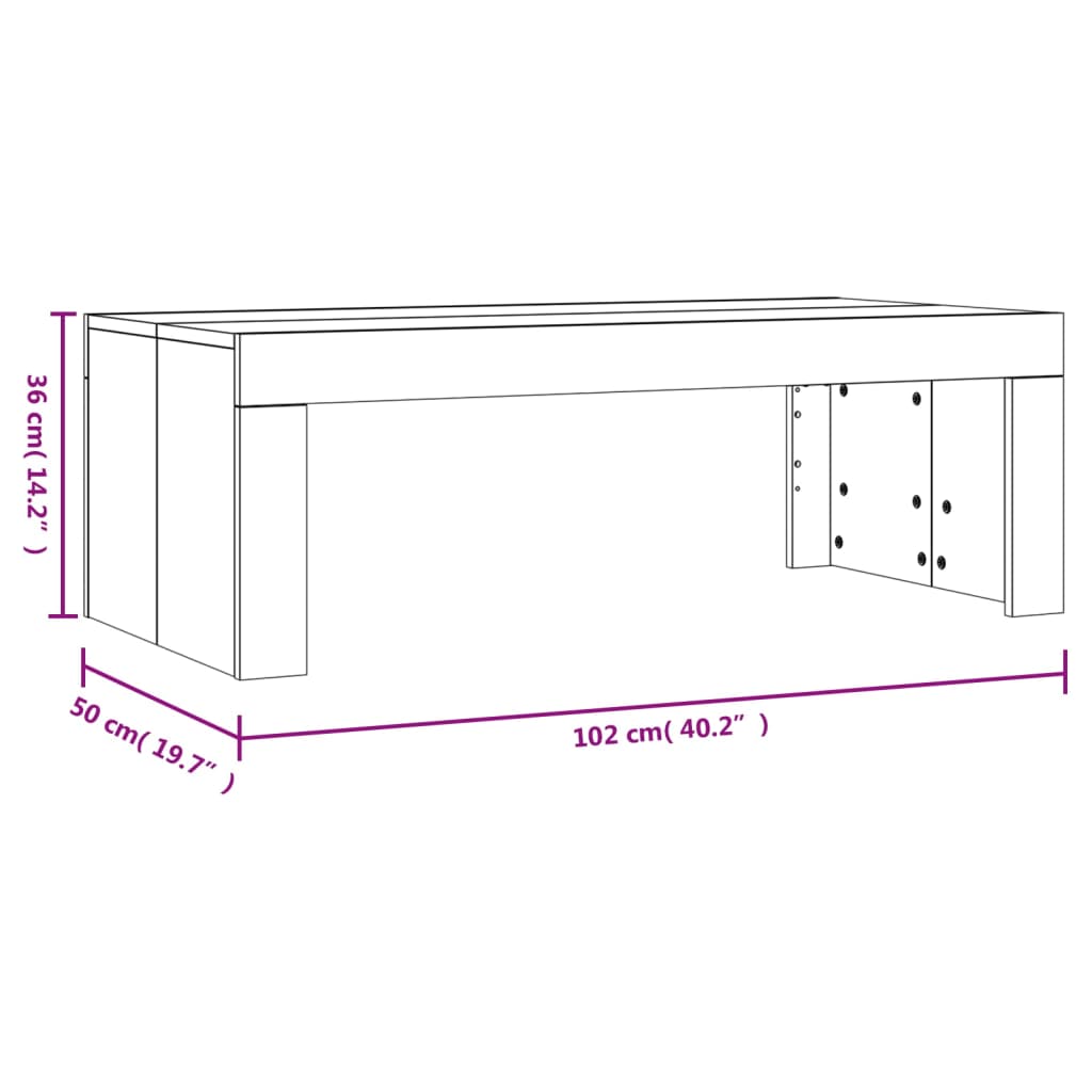 vidaXL Salontafel 102x50x36 cm bewerkt hout sonoma eikenkleurig