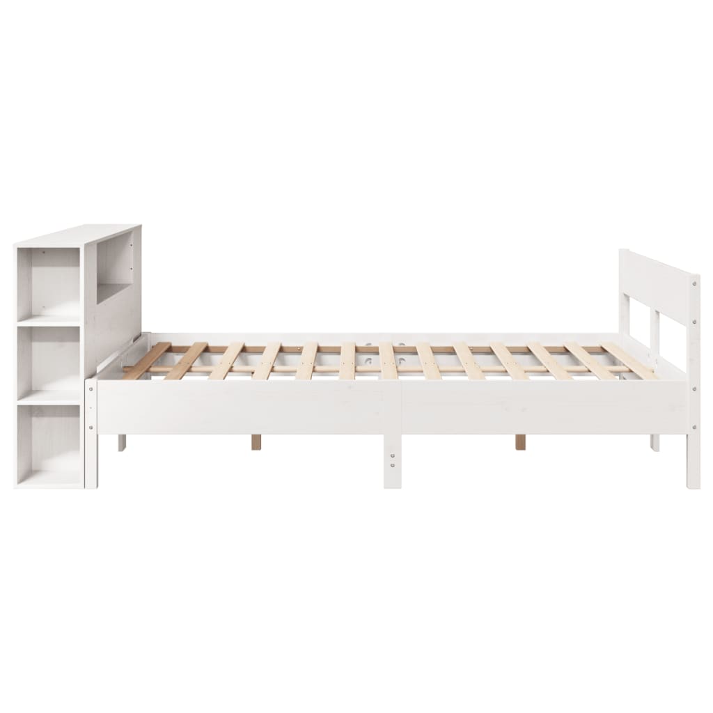 vidaXL Bed met boekenkast zonder matras grenenhout wit 120x190 cm