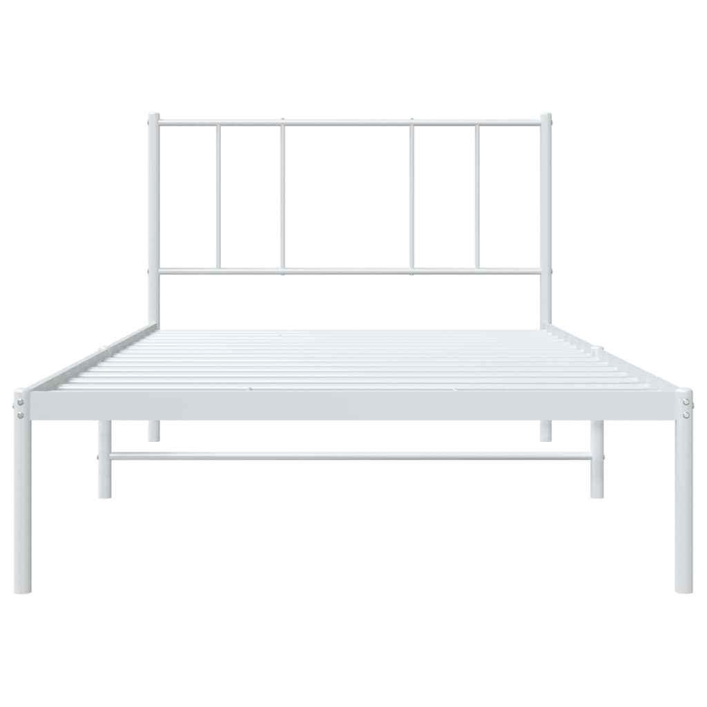 vidaXL Bedframe met hoofdbord metaal wit 100x190 cm