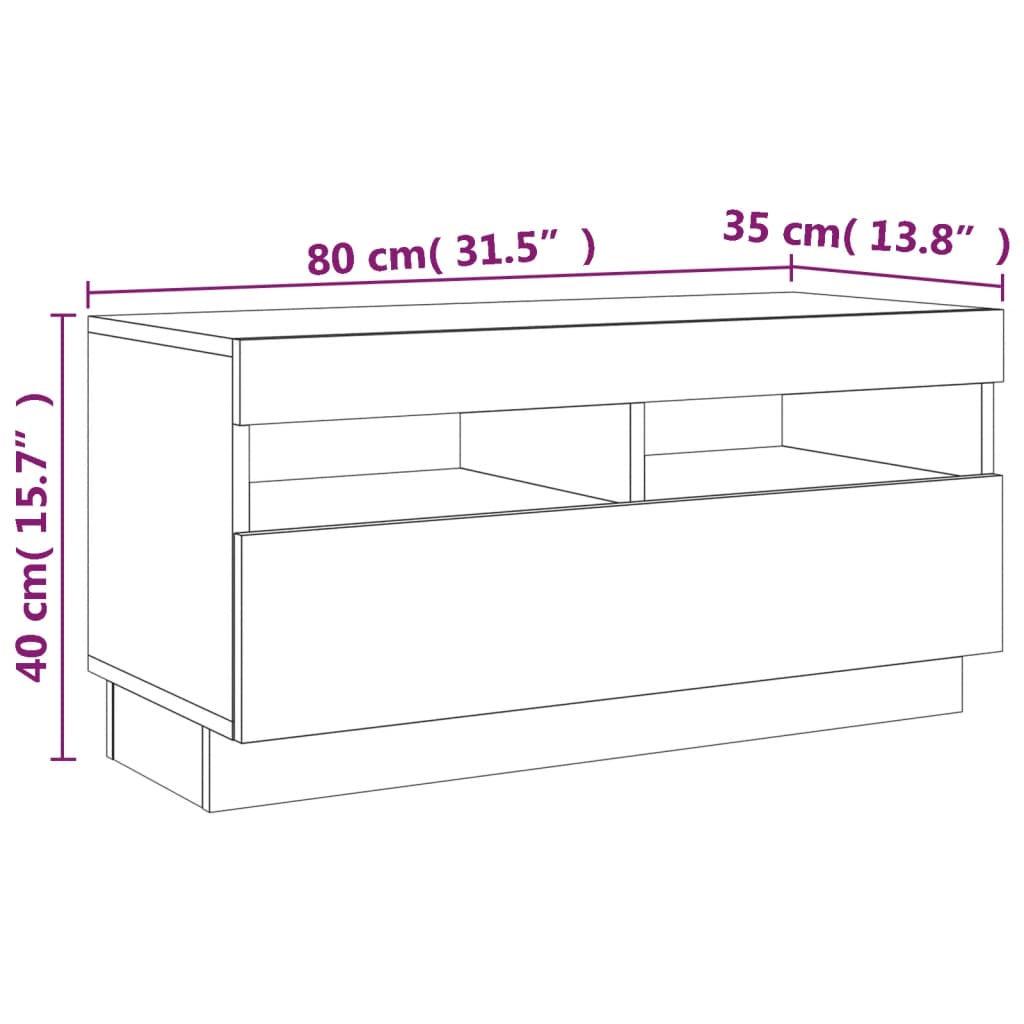 vidaXL Tv-meubel met LED-verlichting 80x35x40 cm bruin eikenkleur