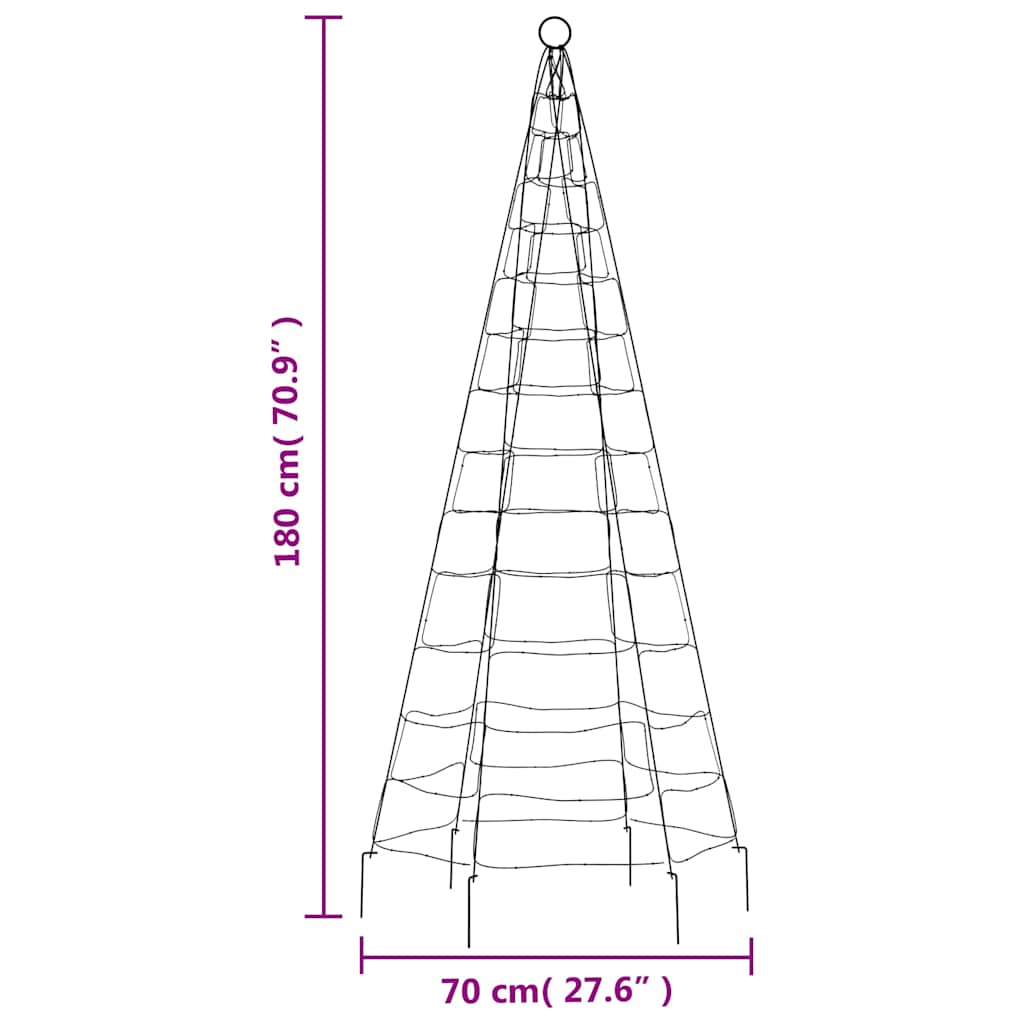 vidaXL Lichtkegel aan vlaggenmast 200 meerkleurige LED's 180 cm