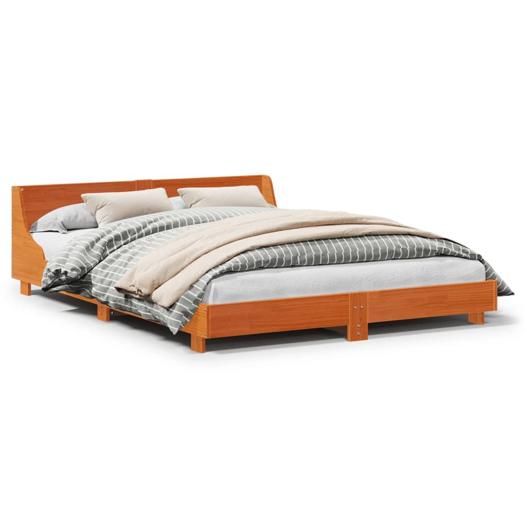 vidaXL Bedframe zonder matras massief grenenhout wasbruin 160x200 cm