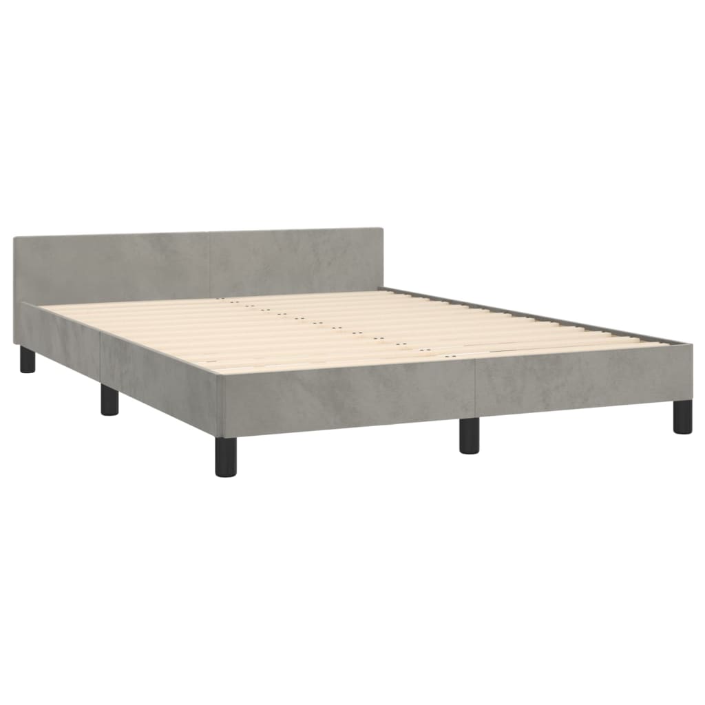 vidaXL Bedframe met hoofdeinde fluweel lichtgrijs 140x200 cm