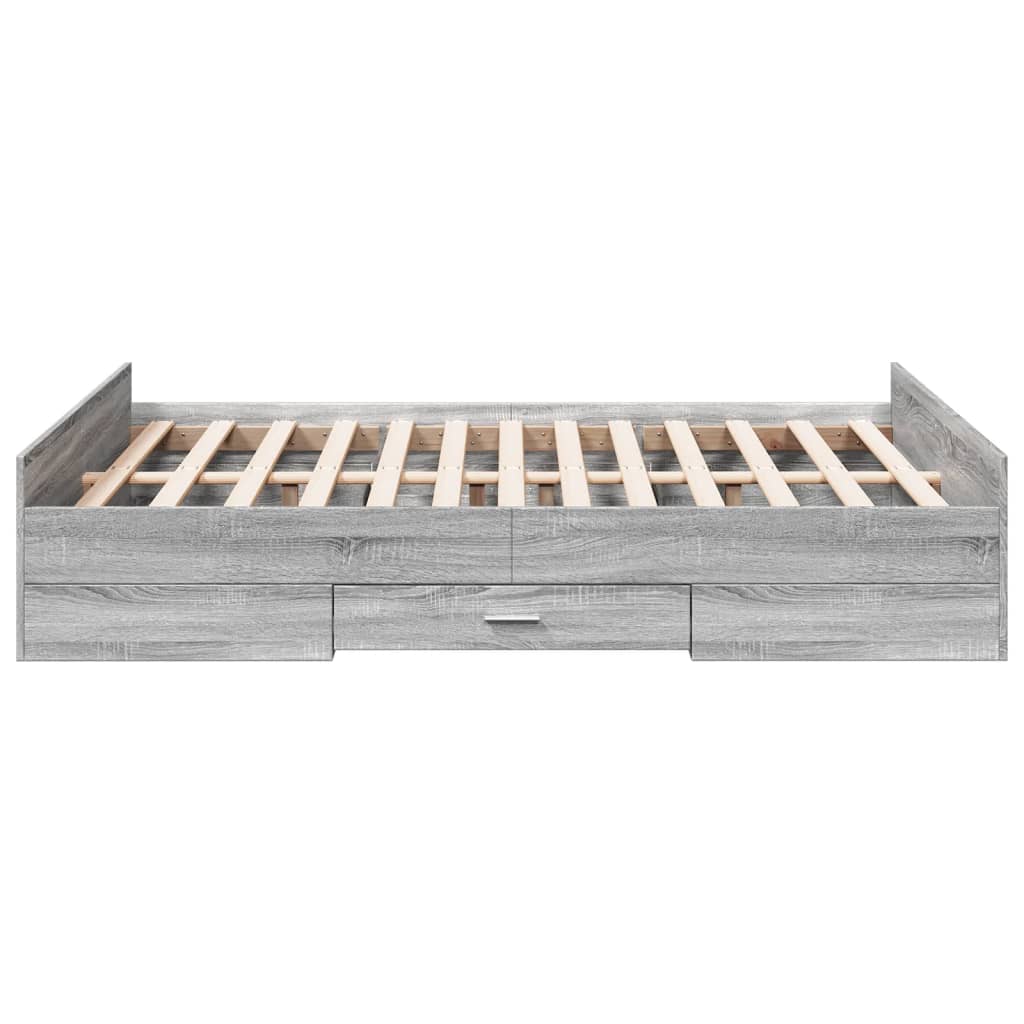 vidaXL Bedframe met lades bewerkt hout grijs sonoma eiken 140x190 cm