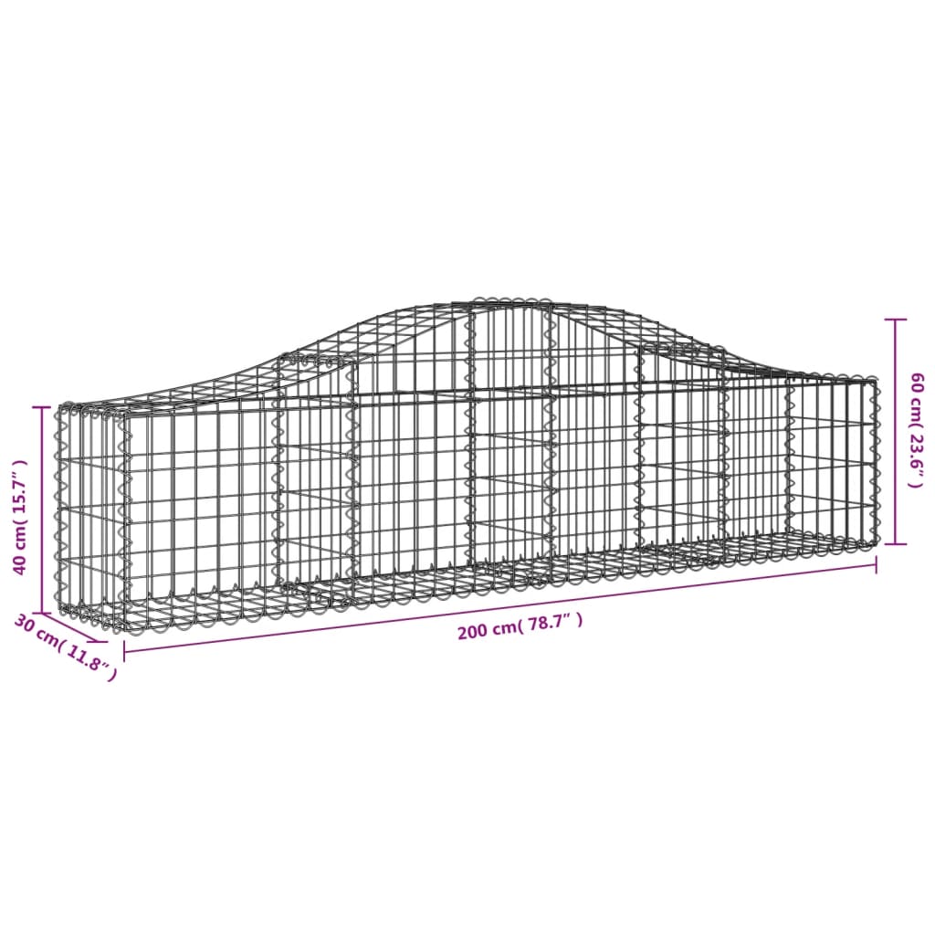 vidaXL Schanskorven 30 st gewelfd 200x30x40/60 cm gegalvaniseerd ijzer