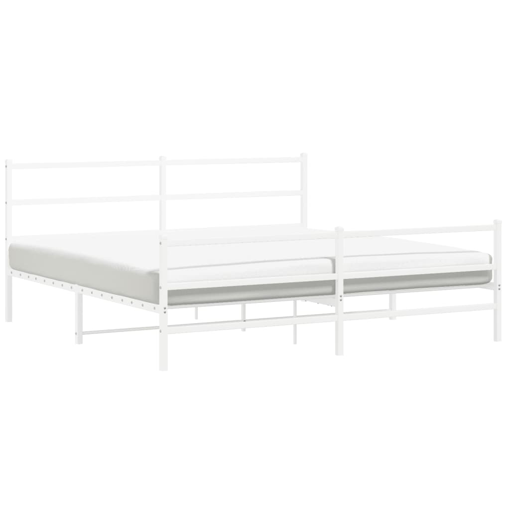 vidaXL Bedframe met hoofd- en voeteneinde metaal wit 200x200 cm