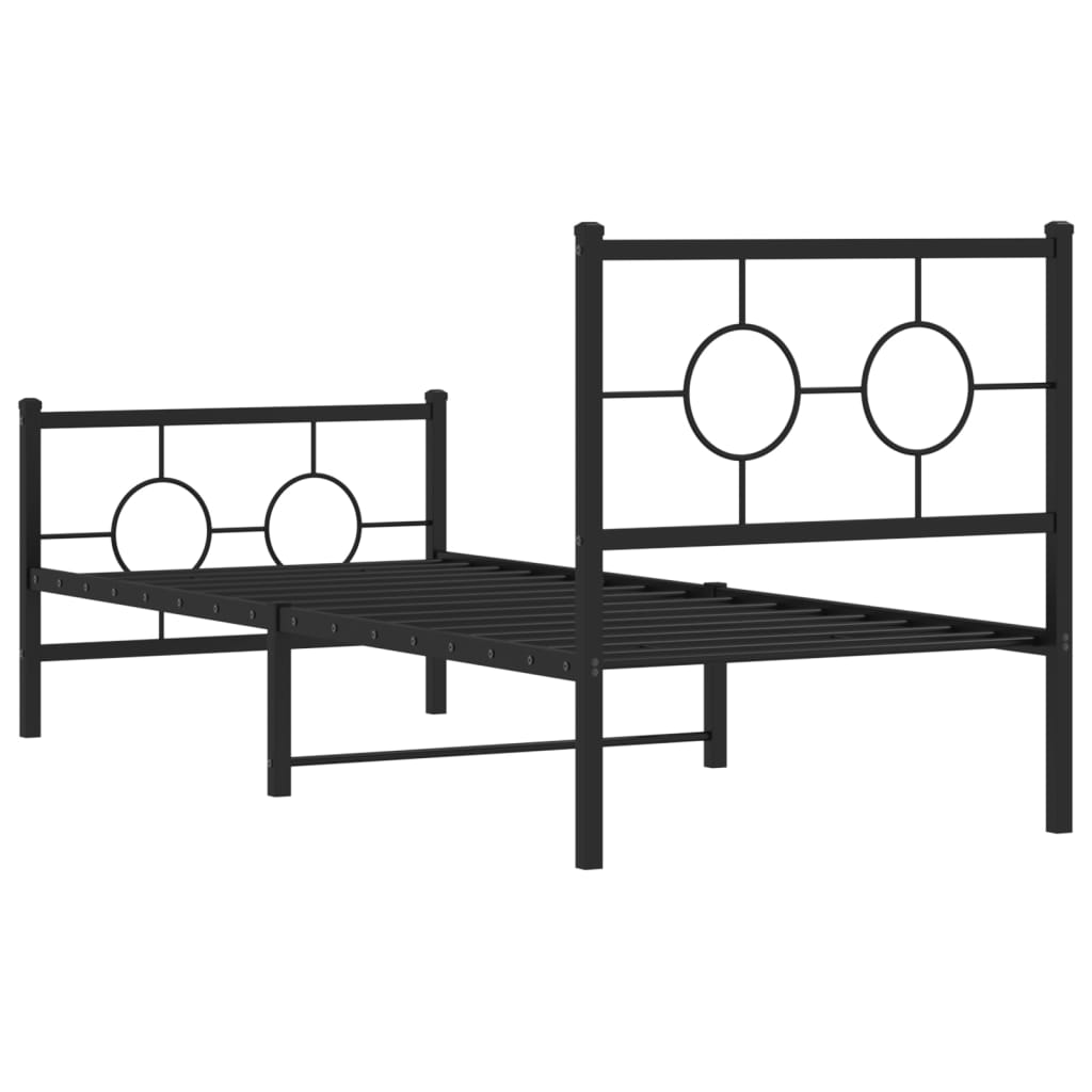 vidaXL Bedframe met hoofd- en voeteneinde metaal zwart 80x200 cm