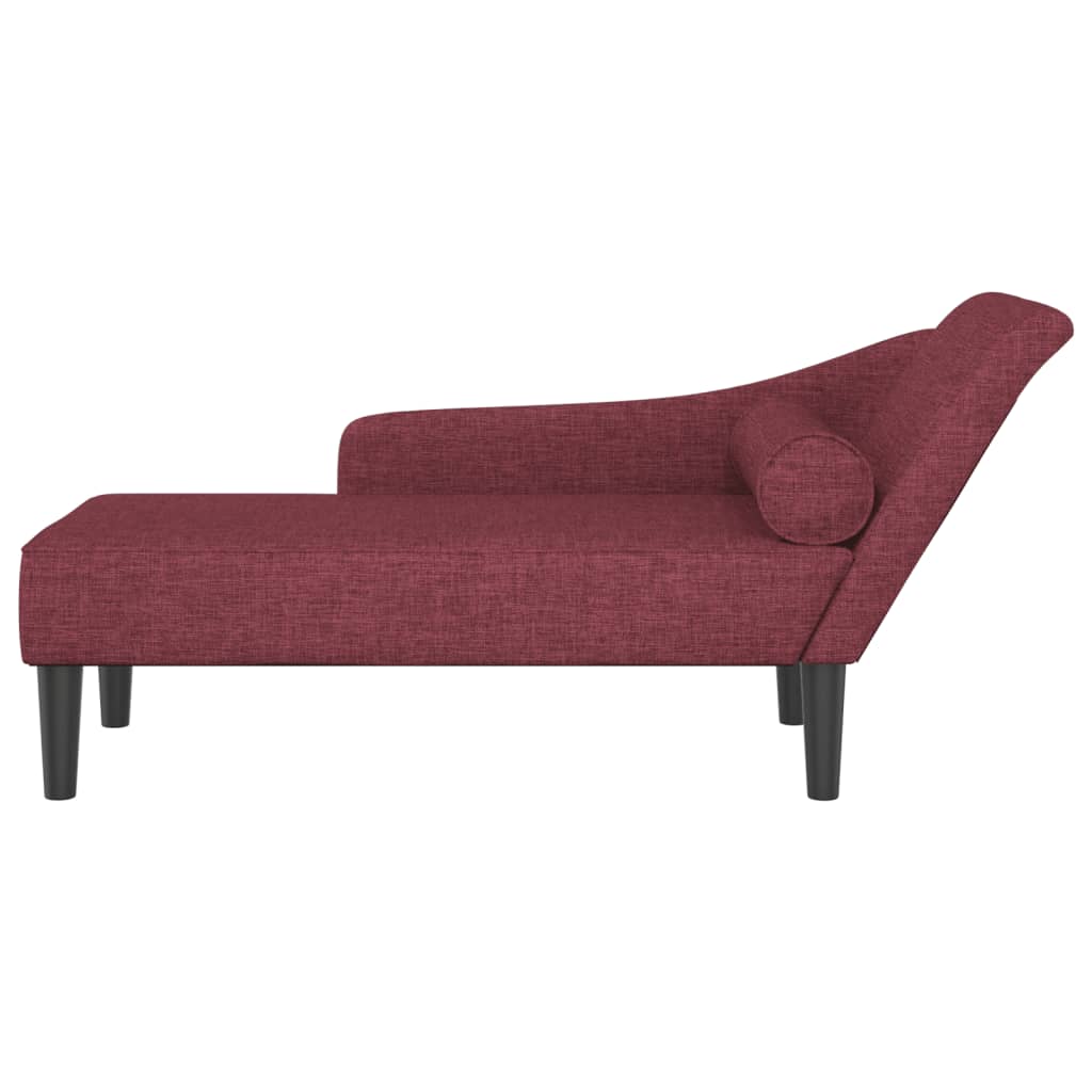 vidaXL Chaise longue met kussens stof wijnrood