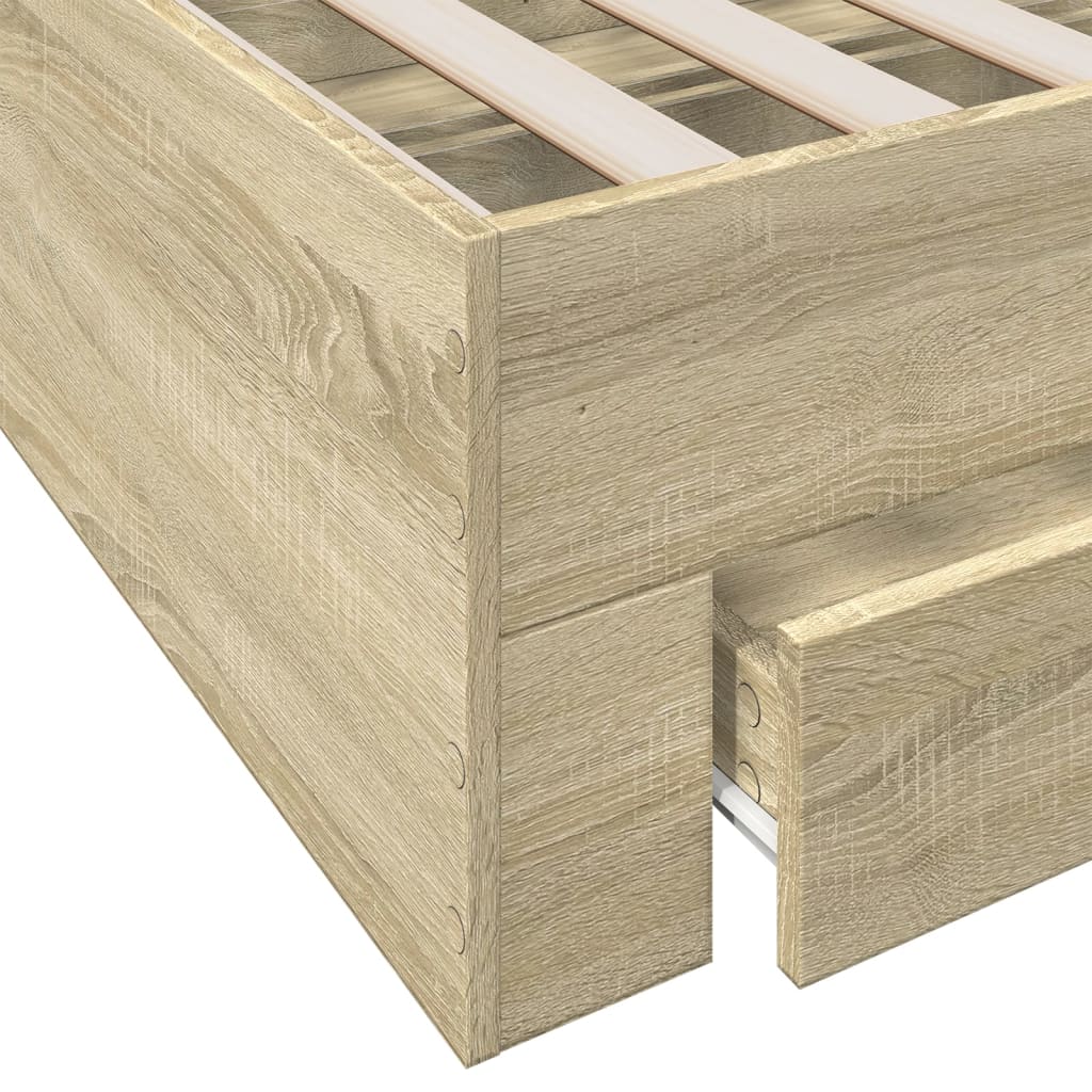 vidaXL Bedframe met lades bewerkt hout sonoma eikenkleurig 180x200 cm