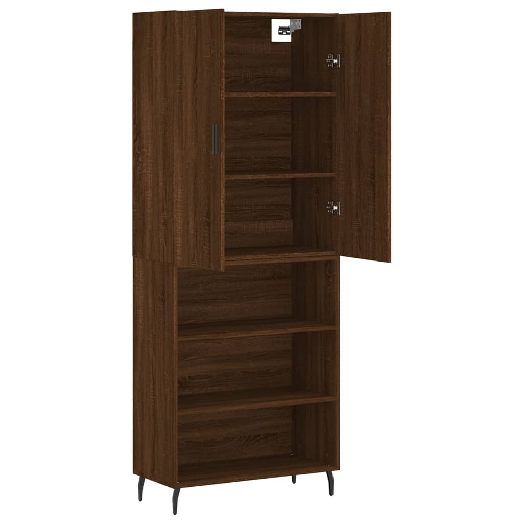 vidaXL Hoge kast 69,5x34x180 cm bewerkt hout bruin eikenkleur