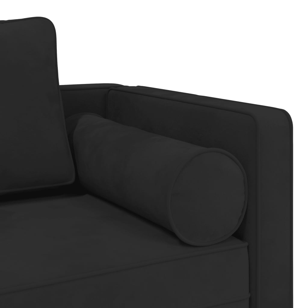 vidaXL Chaise longue met kussens fluweel zwart