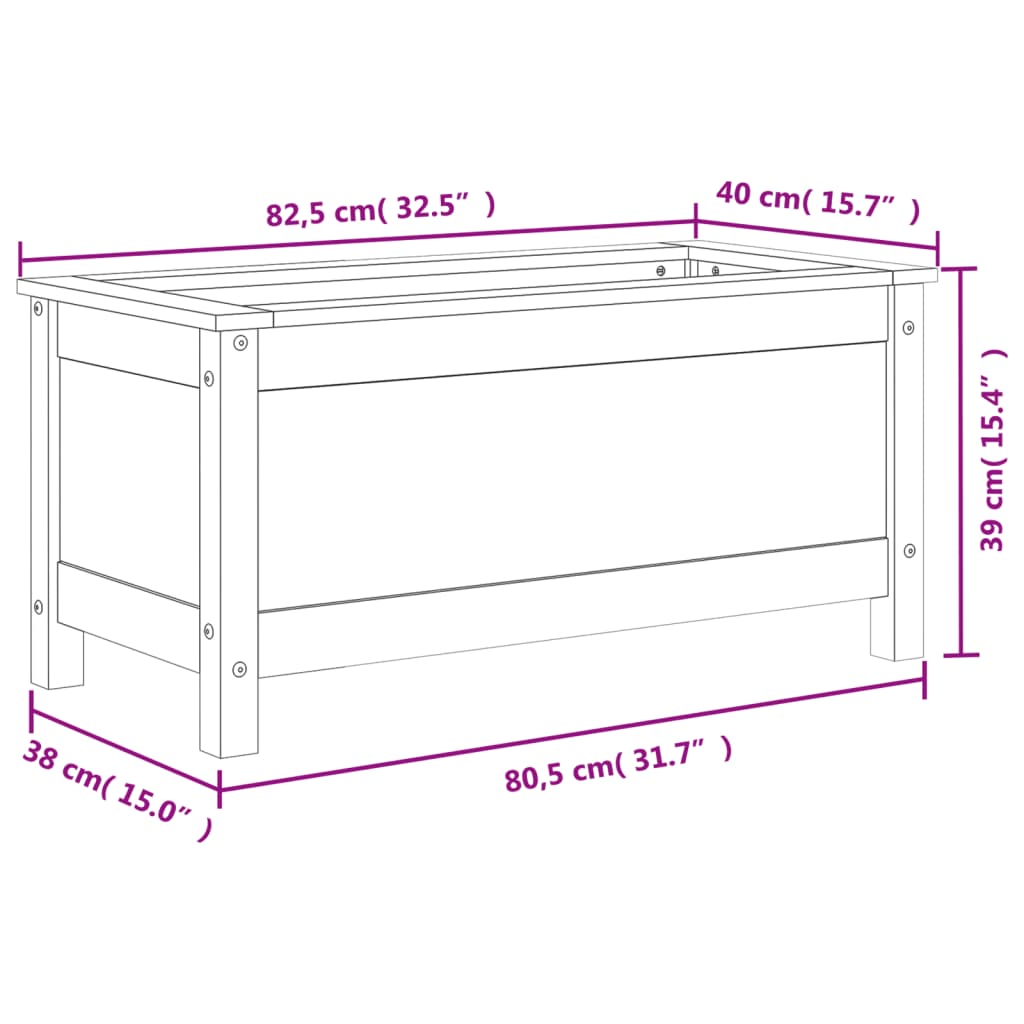 vidaXL Plantenbak 82,5x40x39 cm massief grenenhout grijs