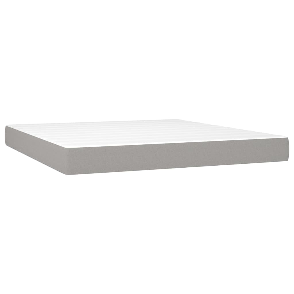 vidaXL Boxspring met matras en LED stof lichtgrijs 160x200 cm