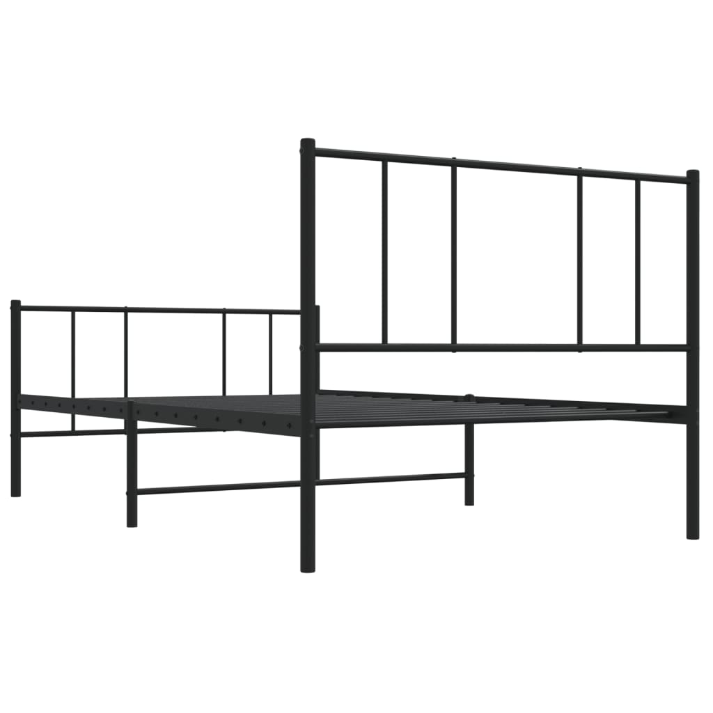 vidaXL Bedframe met hoofd- en voeteneinde metaal zwart 90x190 cm