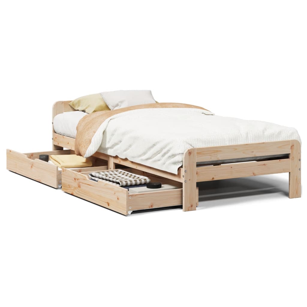 vidaXL Bedframe zonder matras massief grenenhout 75x190 cm