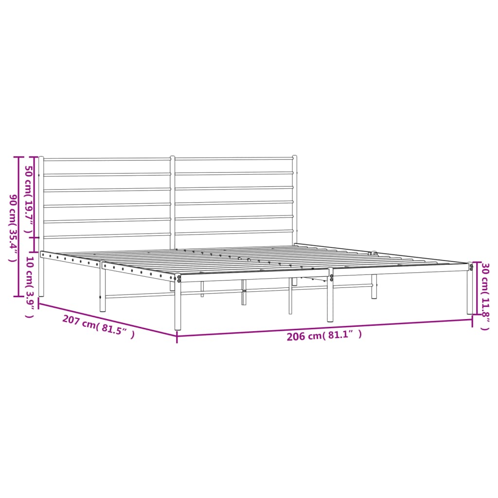 vidaXL Bedframe met hoofdbord metaal wit 200x200 cm