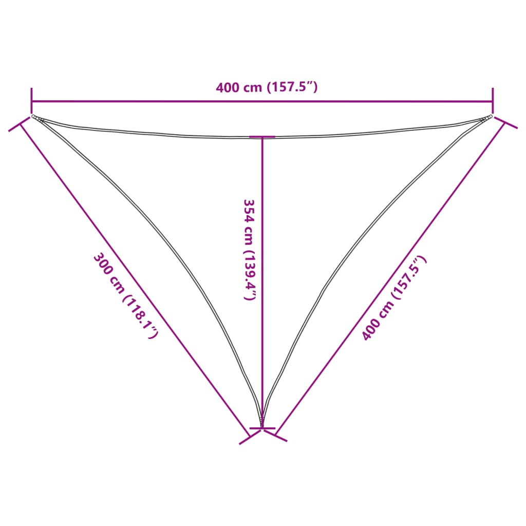 vidaXL Zonnescherm driehoekig 3x4x4 m oxford stof crèmekleurig