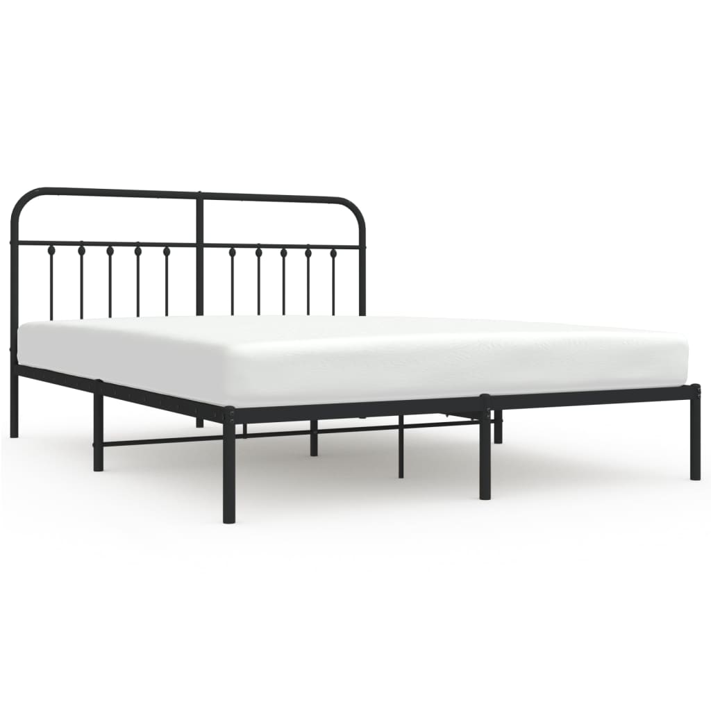 vidaXL Bedframe met hoofdbord metaal zwart 183x213 cm