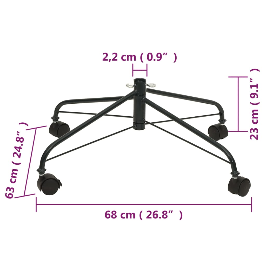 vidaXL Kerstboomstandaard met wielen 68x63x23 cm