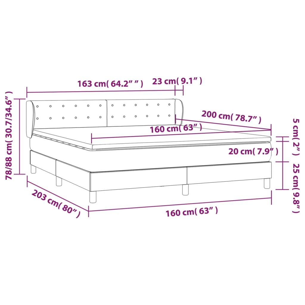 vidaXL Boxspring met matras stof crèmekleurig 160x200 cm