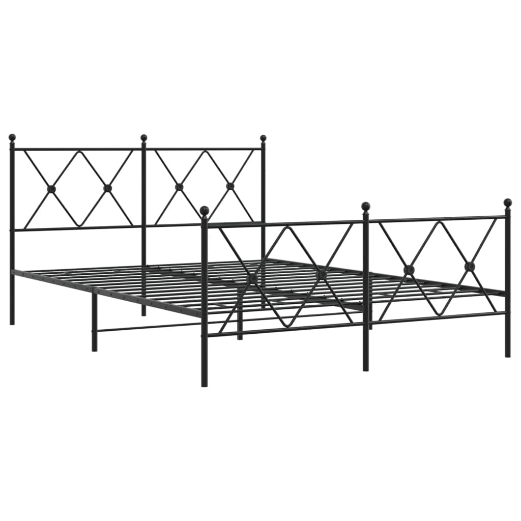 vidaXL Bedframe met hoofd- en voeteneinde metaal zwart 140x200 cm