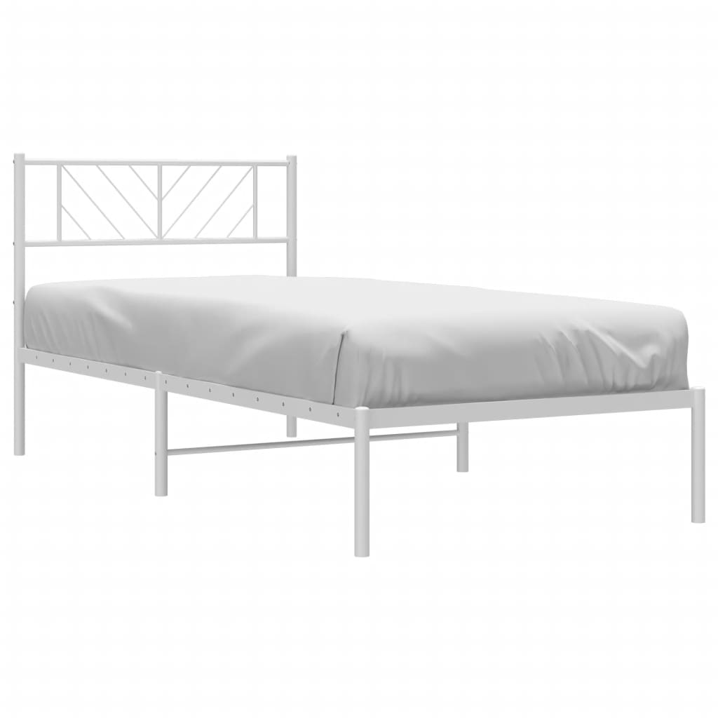 vidaXL Bedframe met hoofdbord metaal wit 100x200 cm