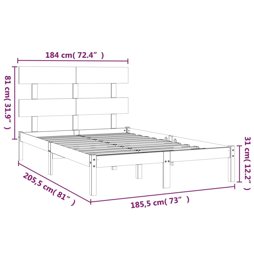 vidaXL Bedframe massief hout 180x200 cm