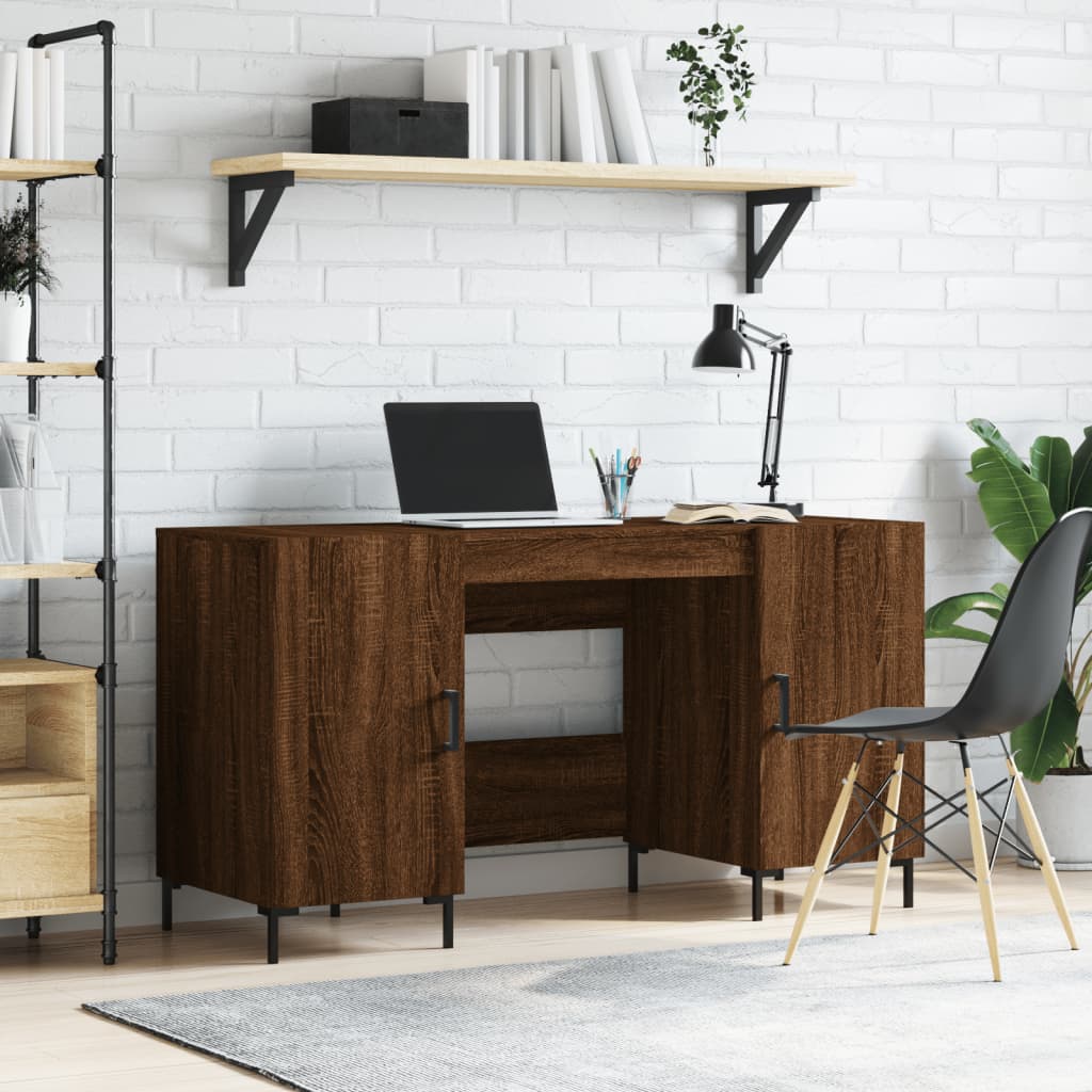 vidaXL Bureau 140x50x75 cm bewerkt hout bruin eikenkleur