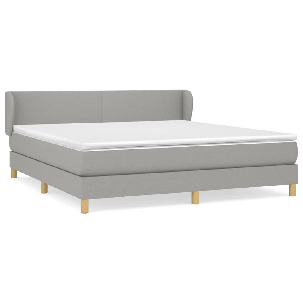 vidaXL Boxspring met matras stof lichtgrijs 180x200 cm