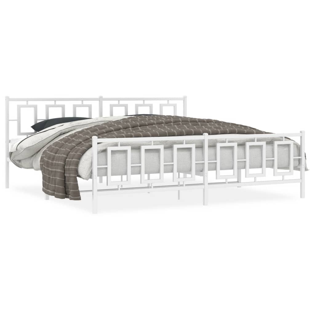 vidaXL Bedframe met hoofd- en voeteneinde metaal wit 200x200 cm