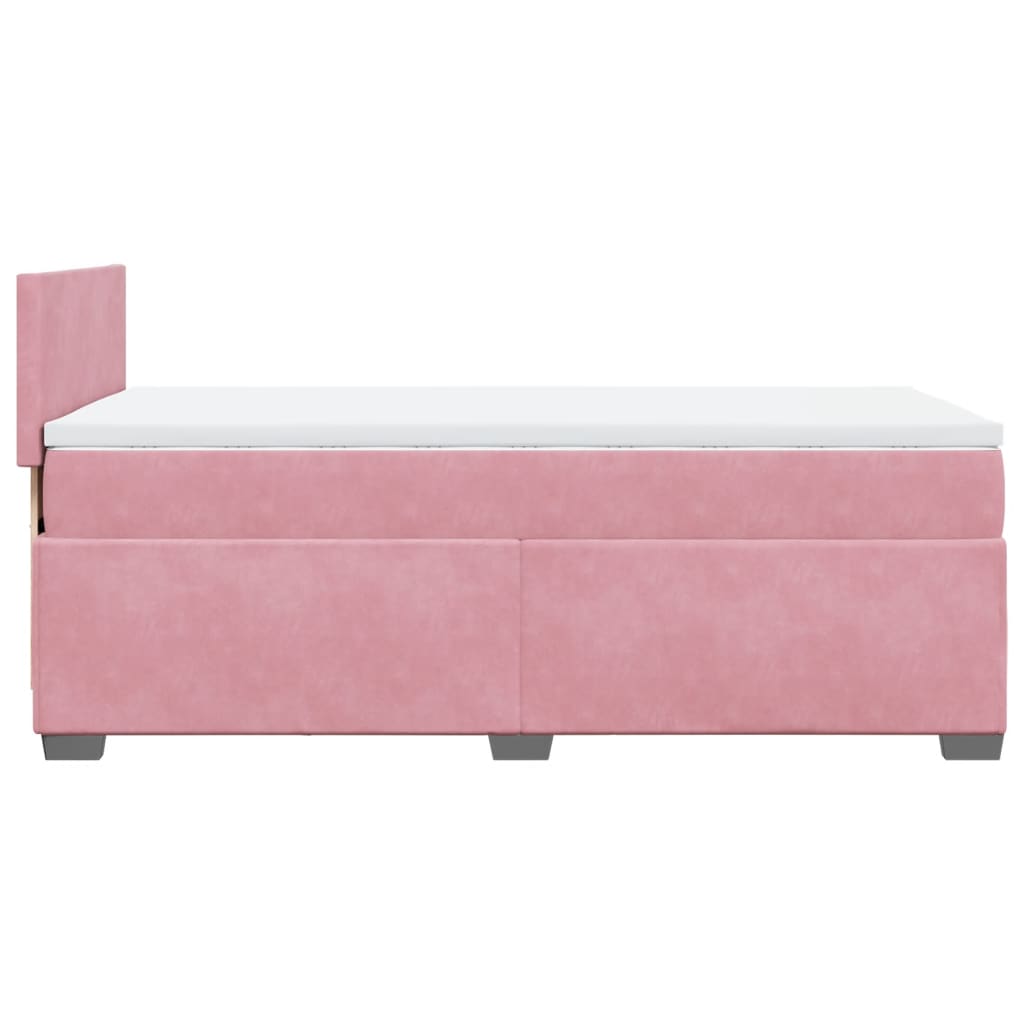 vidaXL Boxspring met matras fluweel roze 100x200 cm