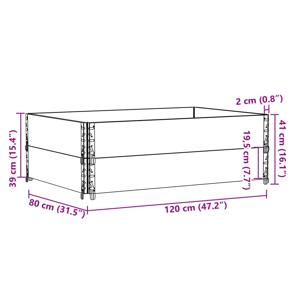 vidaXL Palletopzetranden 2 st 120x80 cm massief grenenhout