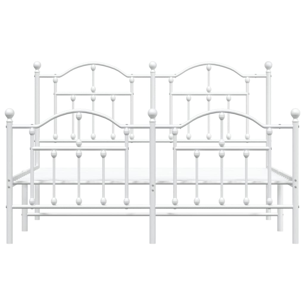 vidaXL Bedframe met hoofd- en voeteneinde metaal wit 140x200 cm