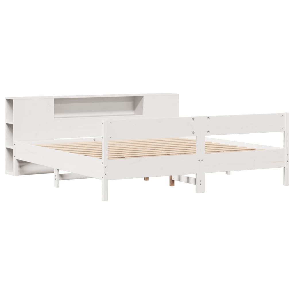 vidaXL Bed met boekenkast zonder matras grenenhout wit 180x200 cm