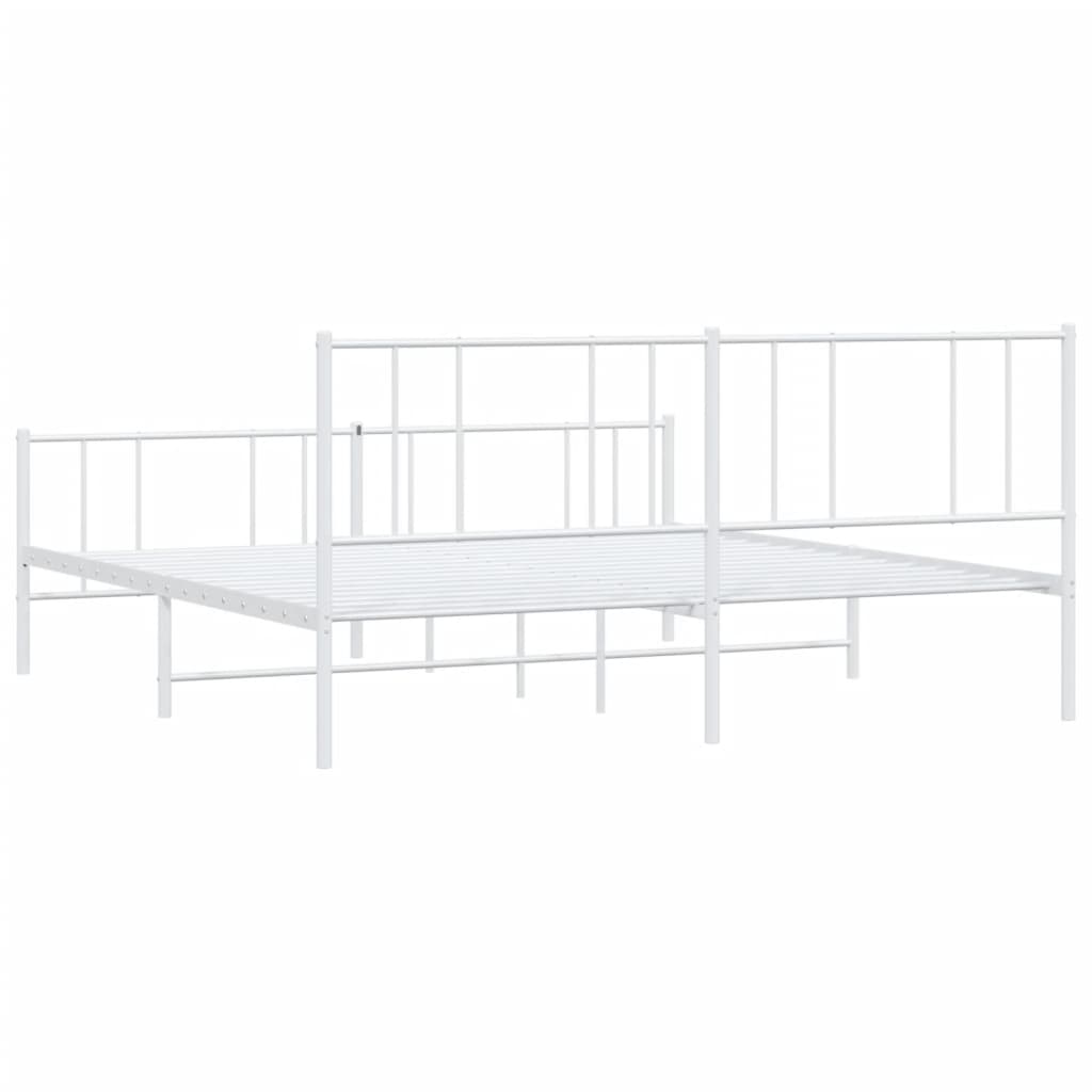 vidaXL Bedframe met hoofd- en voeteneinde metaal wit 193x203 cm