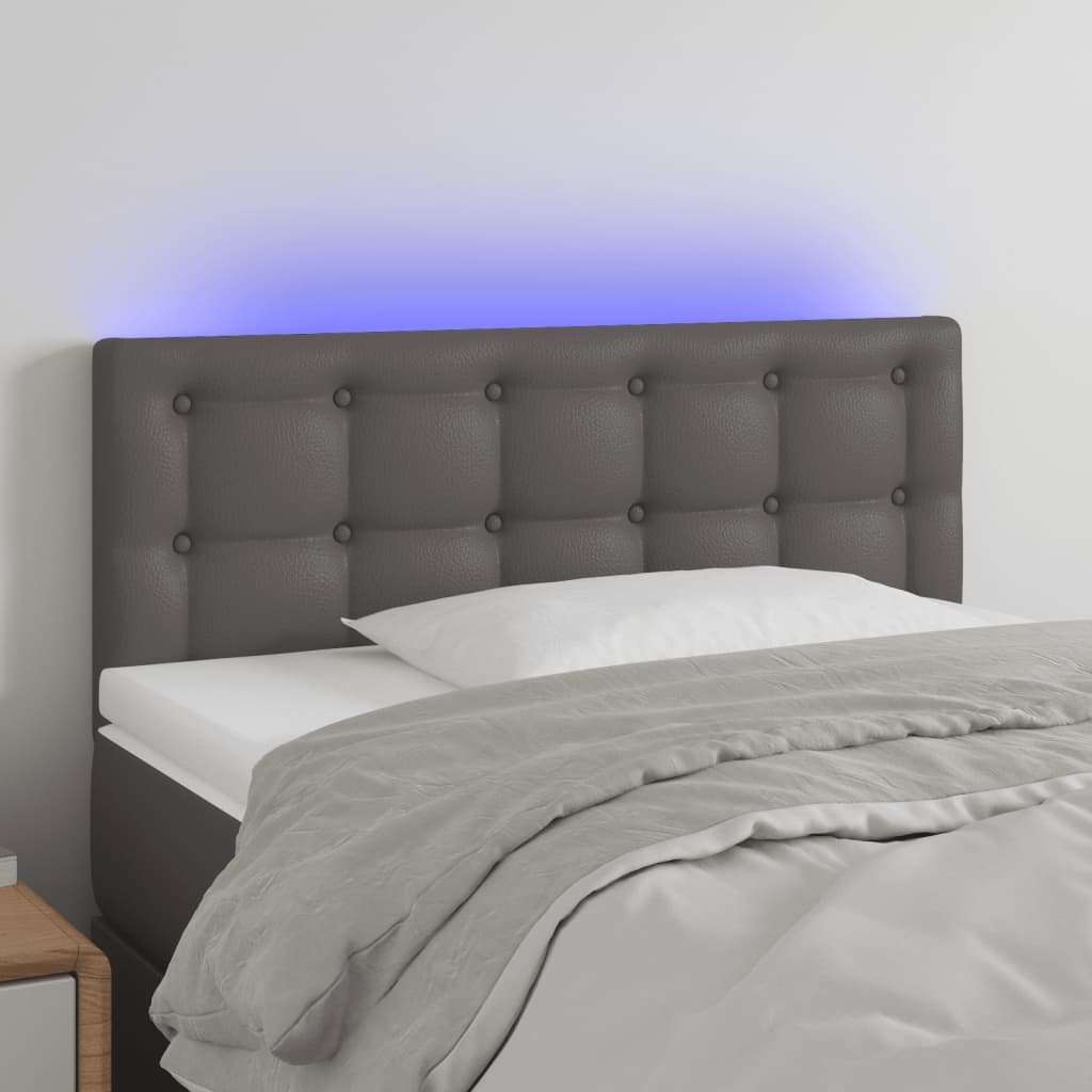 vidaXL Hoofdbord LED 100x5x78/88 cm kunstleer grijs