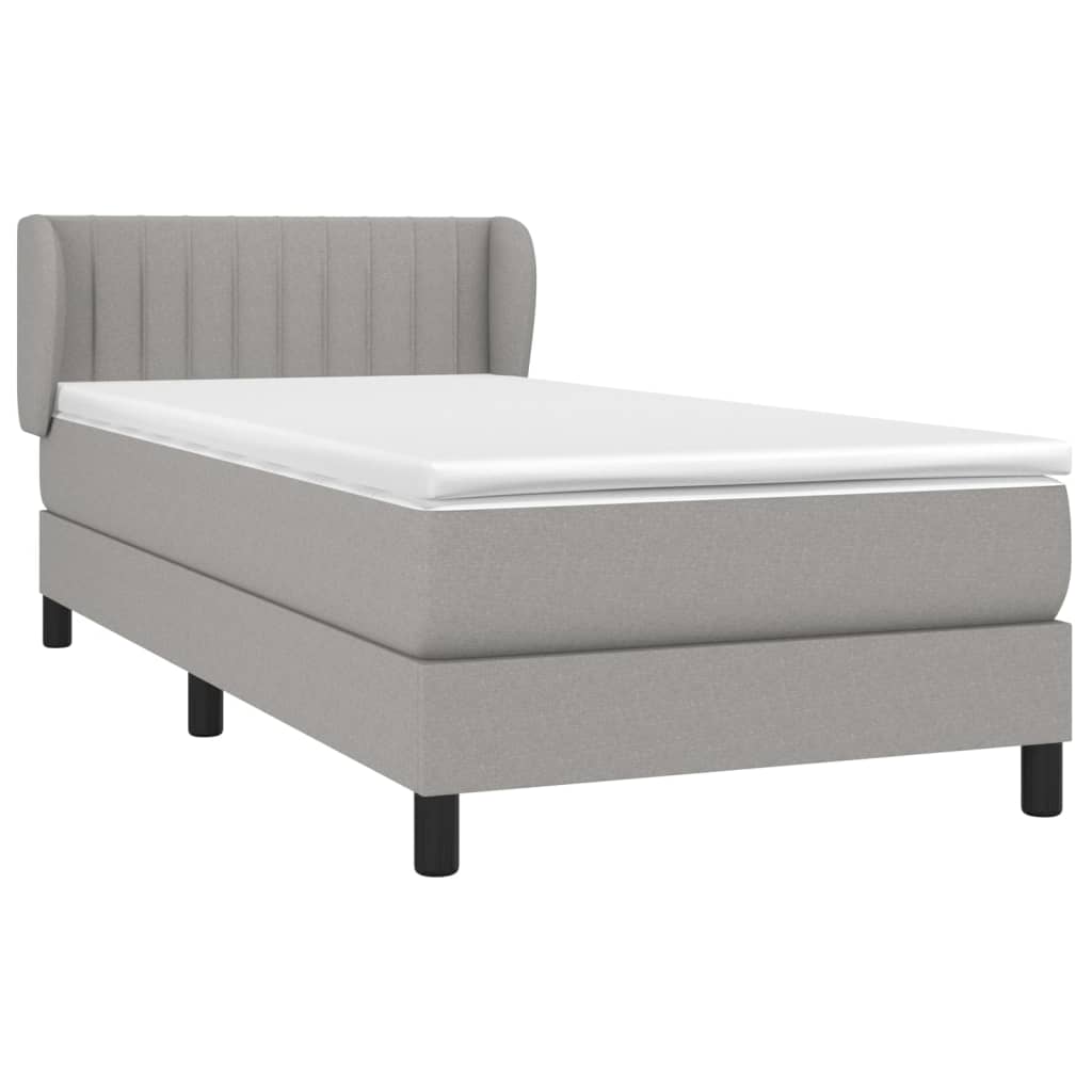 vidaXL Boxspring met matras stof lichtgrijs 90x200 cm