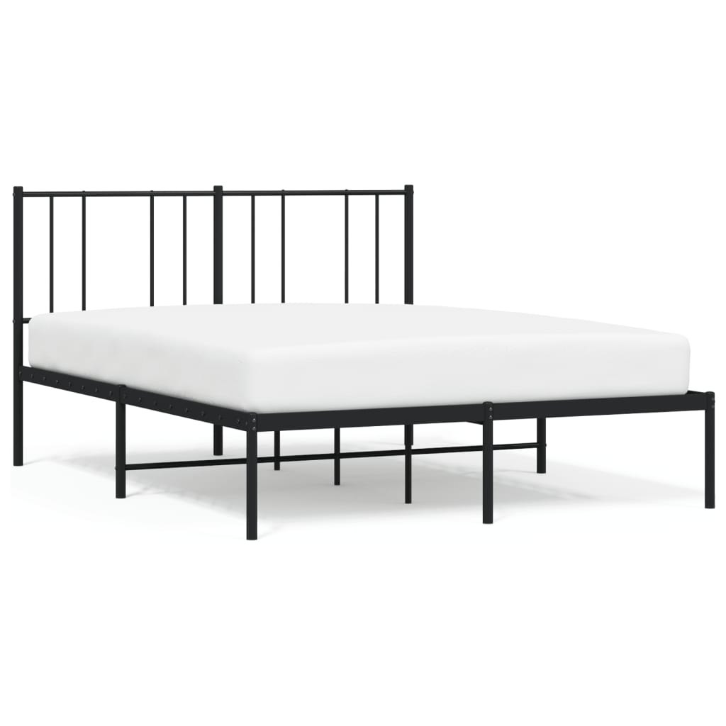 vidaXL Bedframe met hoofdbord metaal zwart 135x190 cm