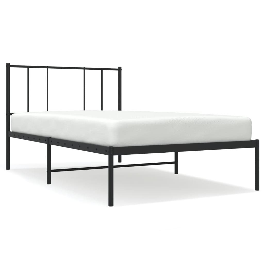 vidaXL Bedframe met hoofdbord metaal zwart 90x200 cm