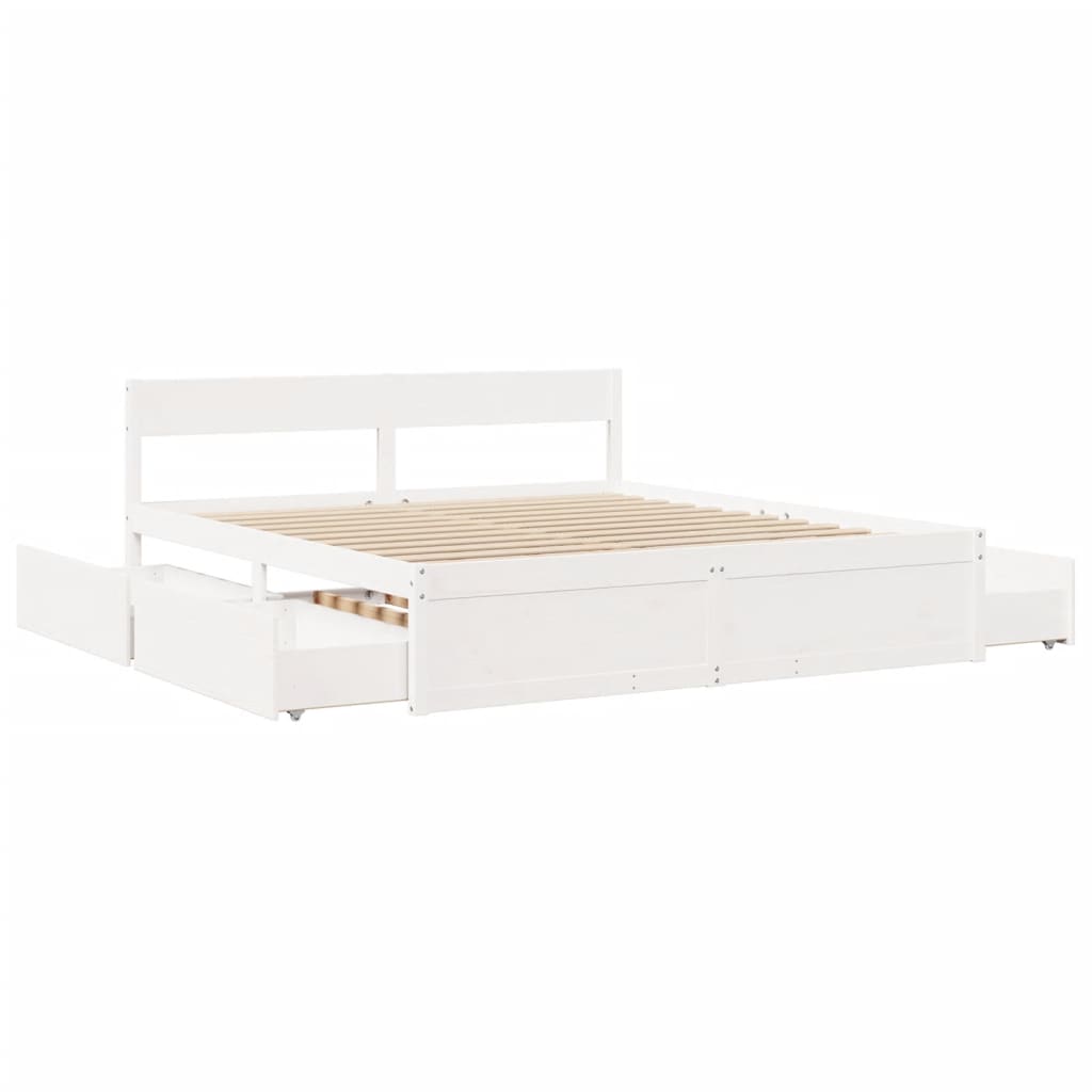 vidaXL Bedframe zonder matras massief grenenhout wit 180x200 cm