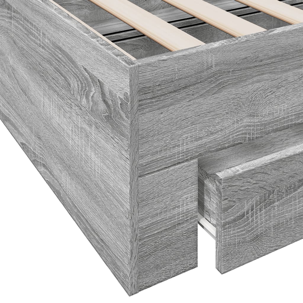 vidaXL Bedframe met lades bewerkt hout grijs sonoma eiken 120x200 cm