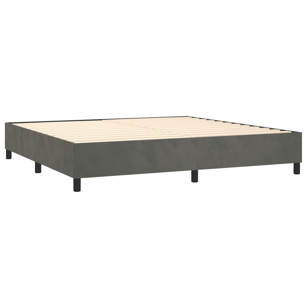 vidaXL Boxspring met matras fluweel donkergrijs 200x200 cm