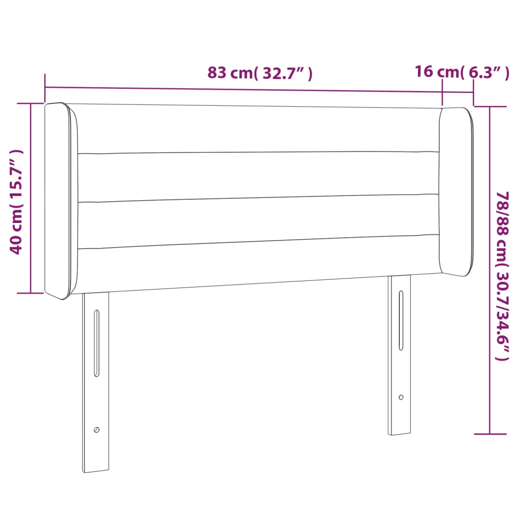 vidaXL Hoofdbord LED 83x16x78/88 cm stof lichtgrijs