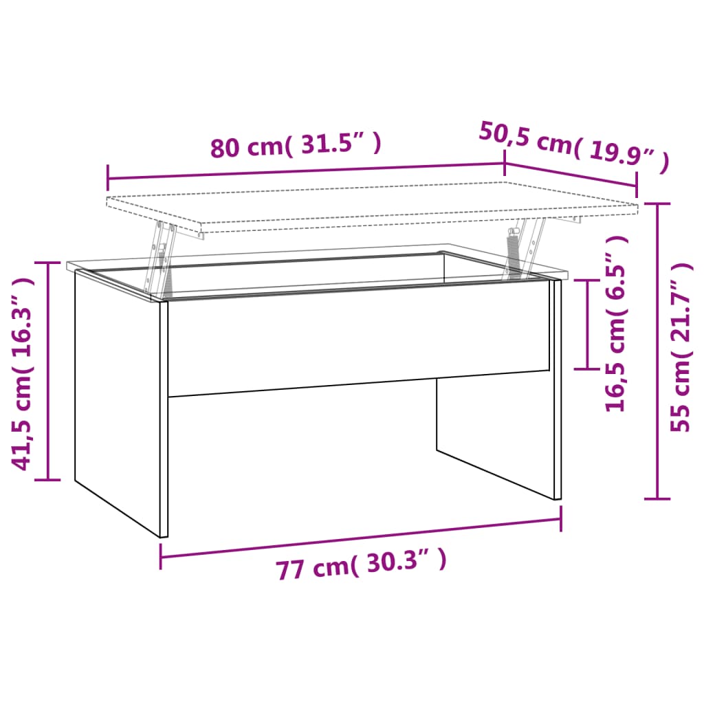 vidaXL Salontafel 80x50,5x41,5 cm bewerkt hout betongrijs