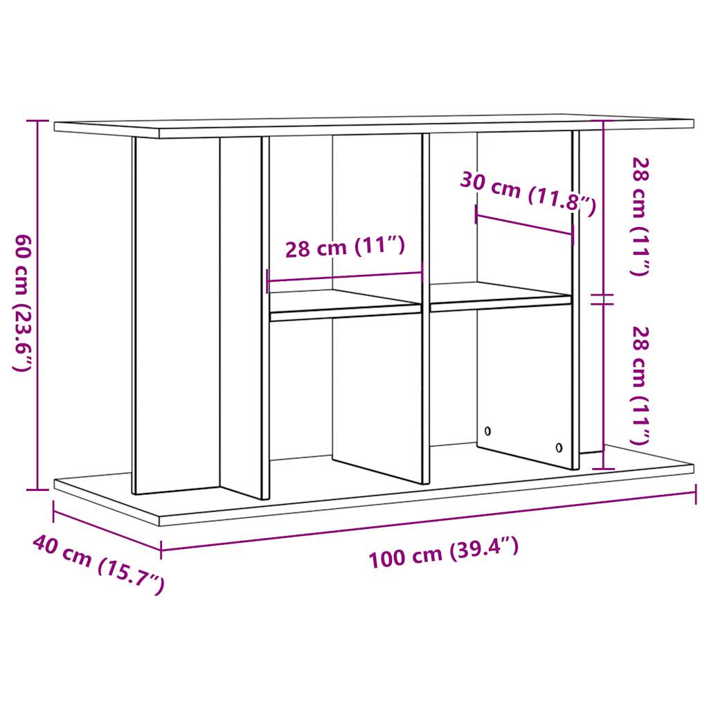 vidaXL Aquariumstandaard 100x40x60 cm bewerkt hout oud houtkleurig