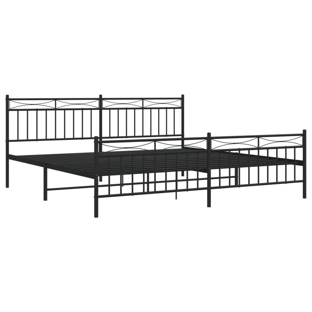 vidaXL Bedframe met hoofd- en voeteneinde metaal zwart 200x200 cm