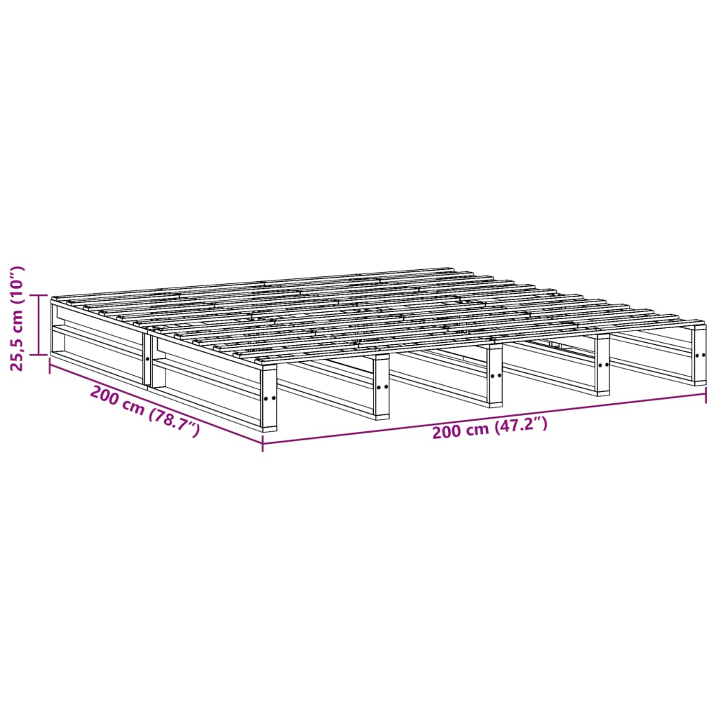 vidaXL Bedframe zonder matras massief grenenhout 200x200 cm